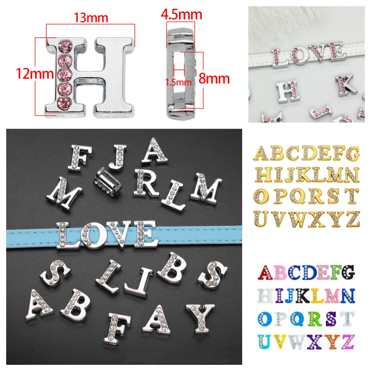 Crystal Bead Mix - 50 pz/lotto Lettere scorrevoli fai da