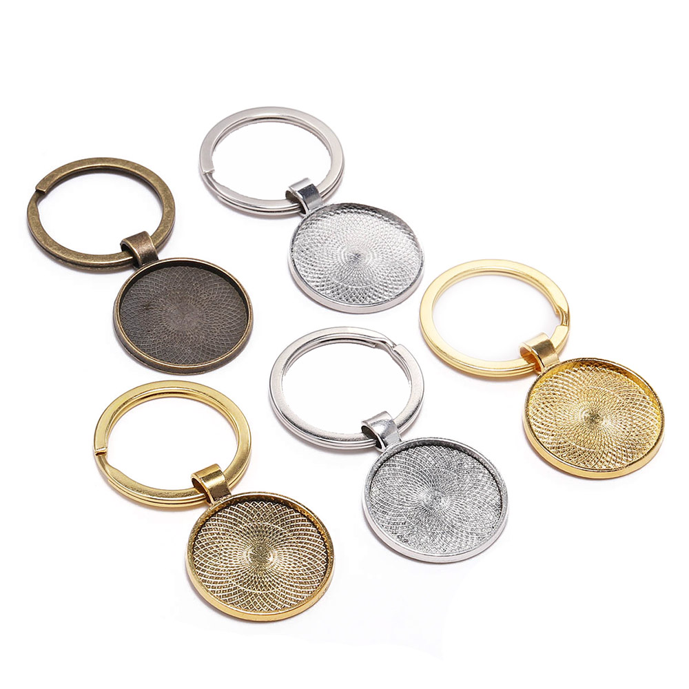 Pendant Blank Bezel - 5 Pz/lotto 25mm Portachiavi Con Ciondolo