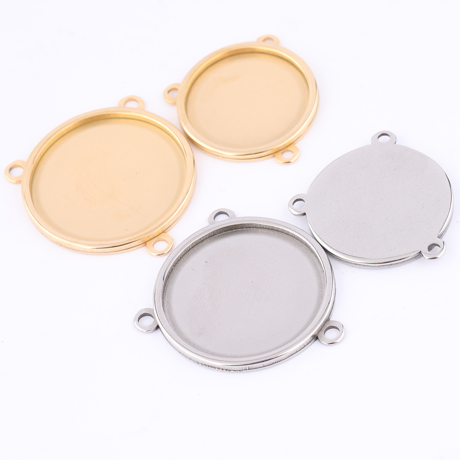 Pendant Blank Bezel - 5 pz Acciaio Inossidabile Placcato Oro