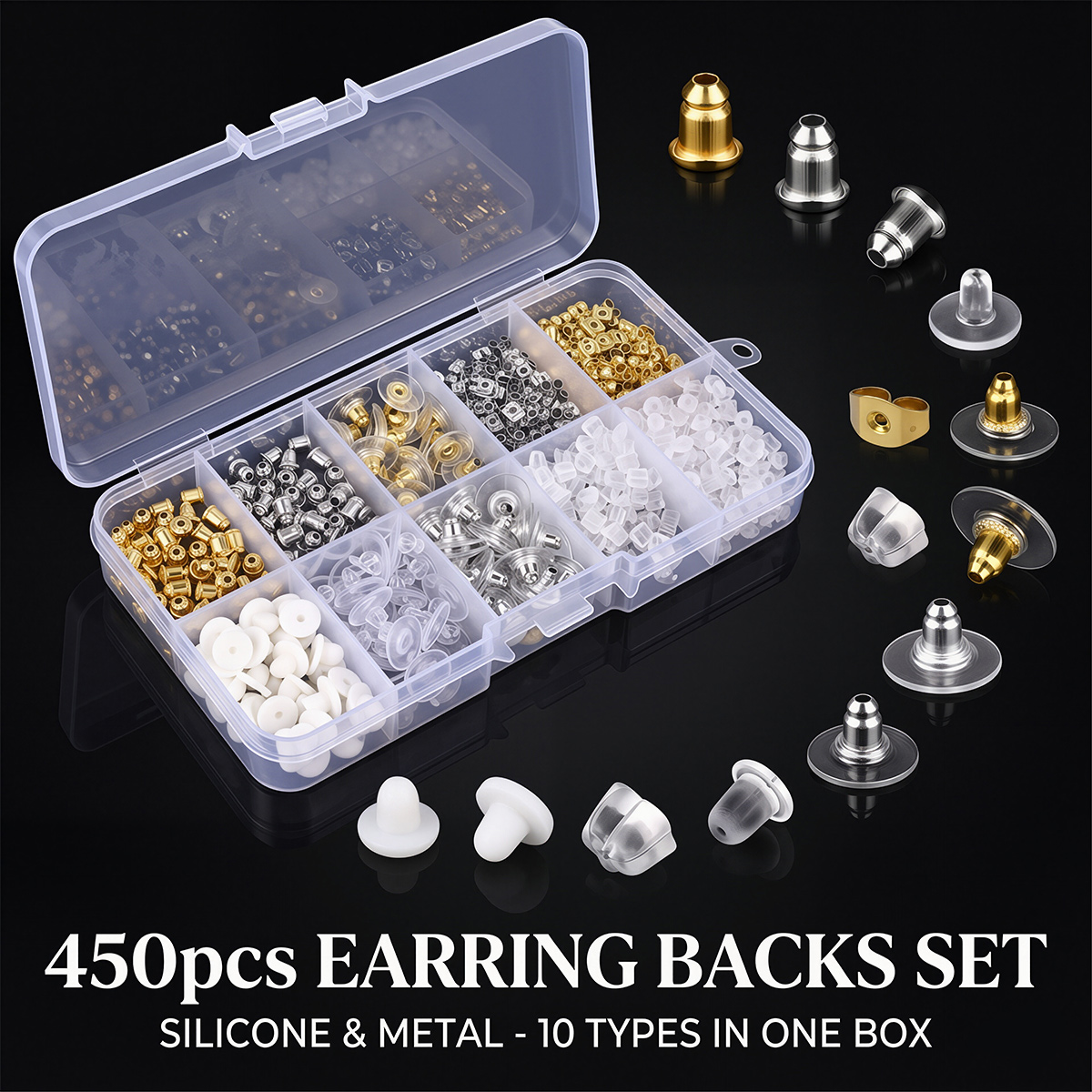 450 pezzi di fermi per orecchi - Jewelry Making Organizer Box recensione e prezzo